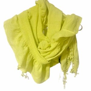 Bebe Neon Pom Pom Trim Thin Knit Scarf
